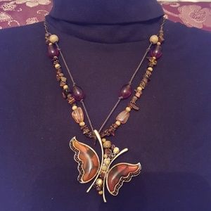 Butterfly 18 inch bead and cord necklace